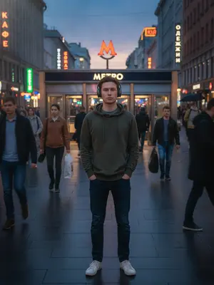 Молодой человек у метро