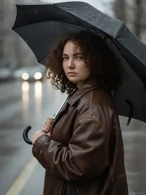 Создай фотореалистичный портрет, сохраняя индивидуальные черты лица. Модель изображена в крупном плане, с акцентом на верхнюю часть тела, в позе, где она слегка наклонилась в сторону, а одно плечо направлено к камере. Голова немного повернута, а глаза смотрят прямо в объектив.