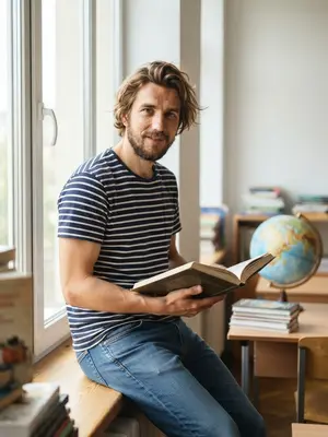 Мальчик с книгой на подоконнике
