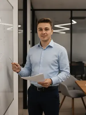 Мужчина у офисной доски