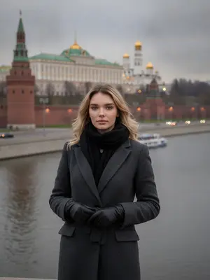Модель на фоне Кремля