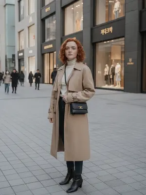 Модель на улице шопинга