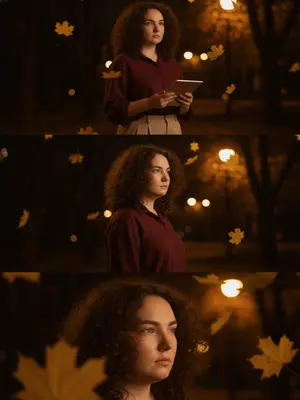 Ночной коллаж с листьями