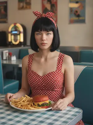 Модель в ретро- diner