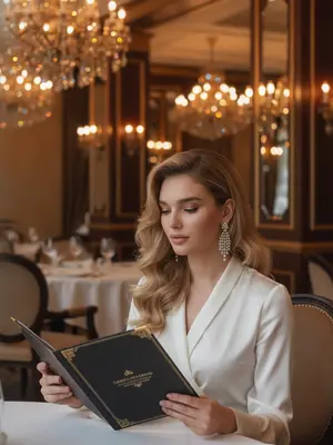 Роскошная женщина в ресторане