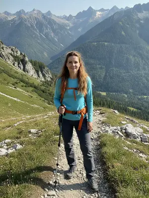 Женская модель в горах