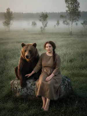 Женщина и медведь
