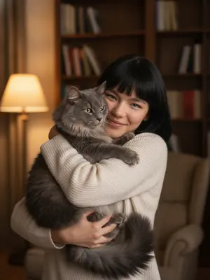 Уютный портрет с котом