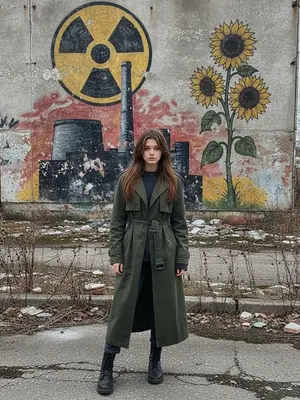 Женщина в плаще на улице