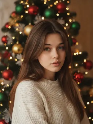 Новогодняя девушка с гирляндами