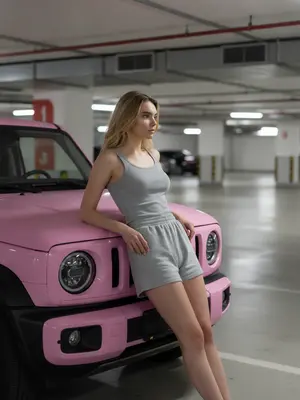 Модель у розового SUV