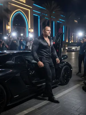 Мускулистый мужчина у Lamborghini