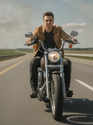 Мужчина на Harley