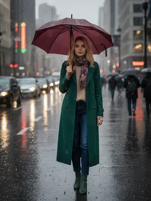 Женщина с зонтом на улице