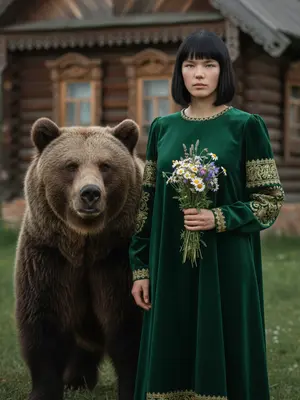 Женщина с медведем