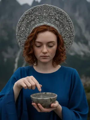 Женщина в голубом платье
