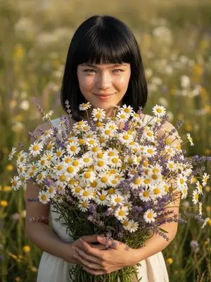 Летняя женщина с цветами