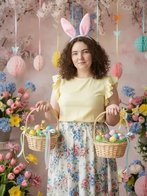 Модель с зайчьими ушками