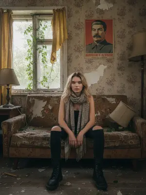 Модель на старом диване
