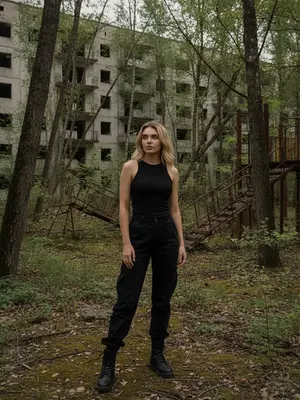 Модель в заросшем Припяти