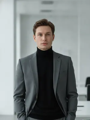 Мужчина в сером костюме