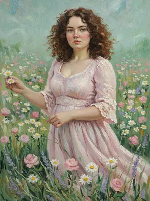 Женщина в розовом платье