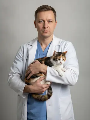Ветеринар с кошкой