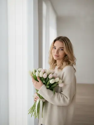 Нежная женщина у окна