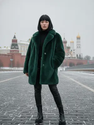 Модель в мехах у Кремля