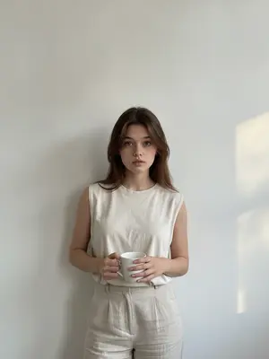 Летняя женщина с кофе