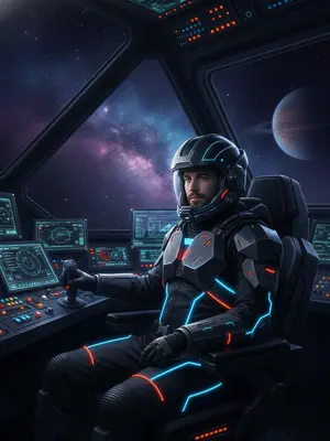 Космический пилот в неоне