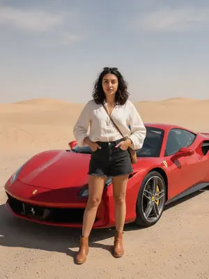Модель у красного Ferrari