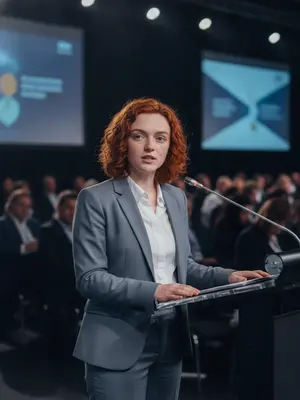 Женщина-спикер на конференции