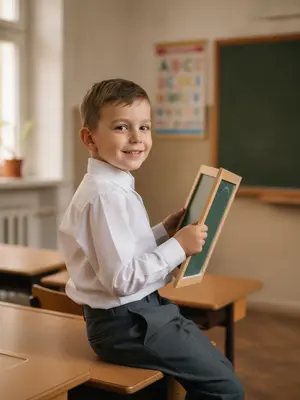 Школьник с доской