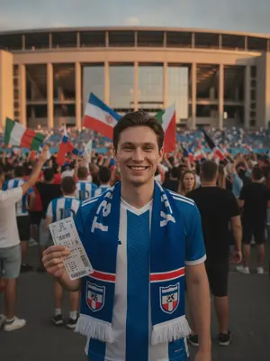 Футбольный фанат у стадиона