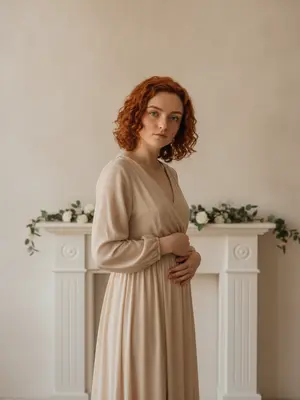 Уютная женщина в платье