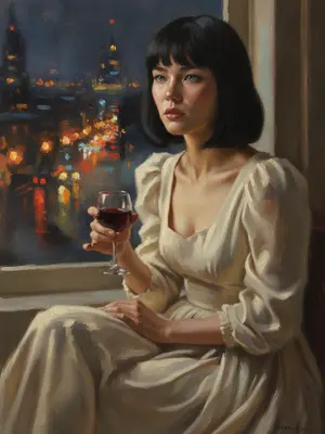 Винтажная женщина с вином