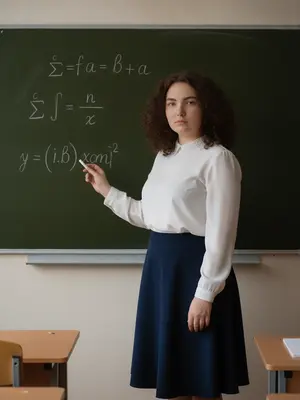 Девочка у школьной доски