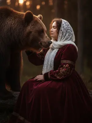Женщина и медведь