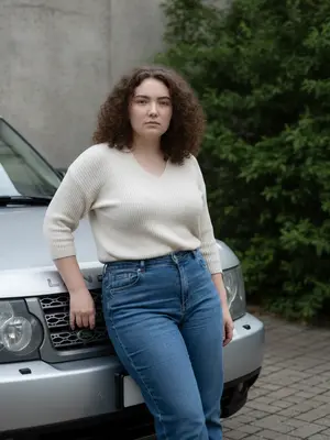 Уличный портрет с автомобилем