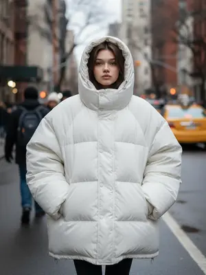 Огромное белое пальто