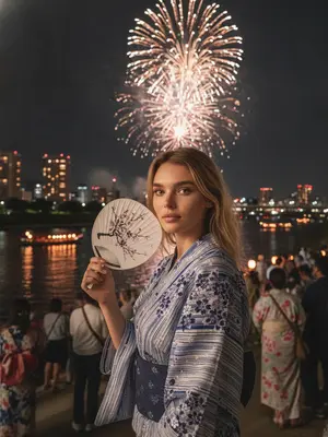 Модель на фестивале фейерверков