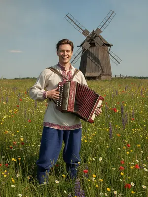 Мужчина с гармошкой