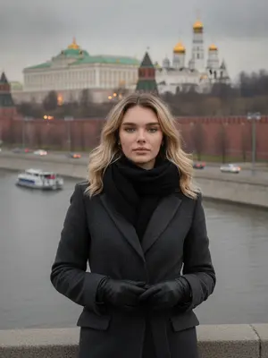 Модель на фоне Кремля