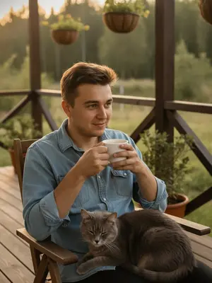 Мужчина с котом