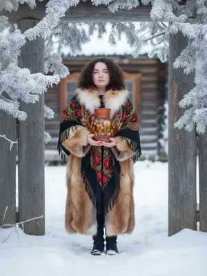 Девушка в лисьей унте