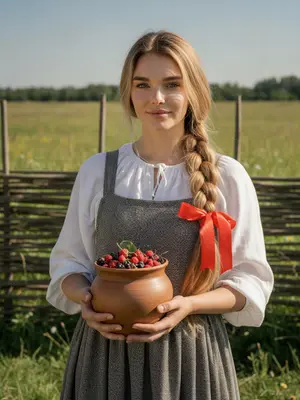 Русская красавица с горшком