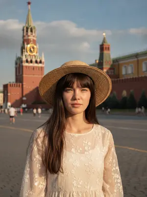 Молодая женщина на площади