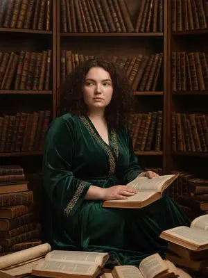 Модель среди книг