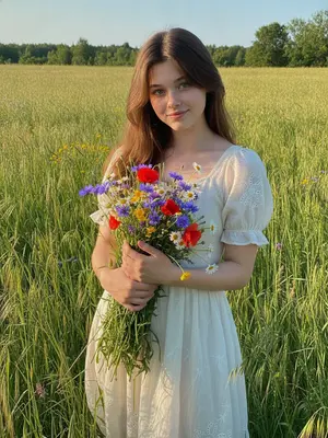 Девочка с полевыми цветами
